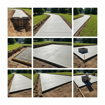 Concrete driveway installation