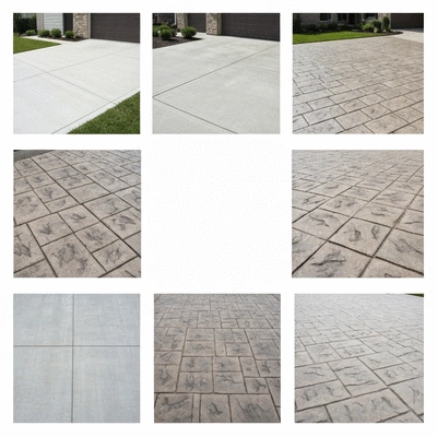 Concrete driveway finish options displayed