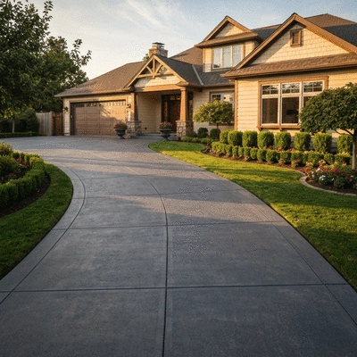 Beautiful concrete driveway