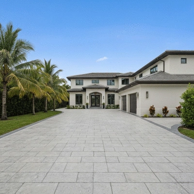 Concrete driveway installation at a Palm Beach home