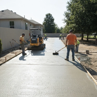 Concrete driveway installation